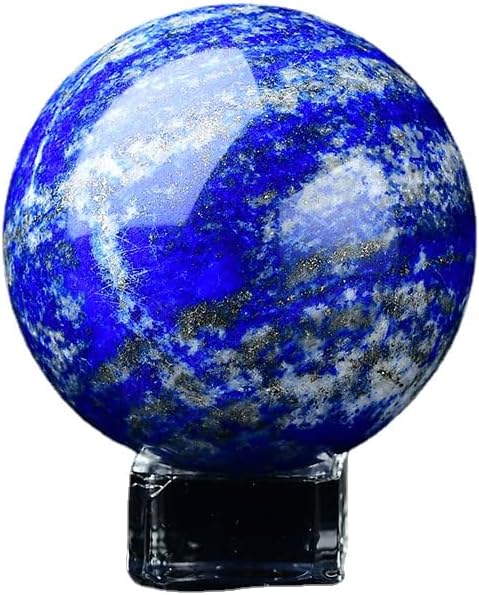 Blue Lapis Lazuli Ball Pyrite Inside Wisdom Crystal Stones Healing Gemstone Sphere with Stand Meditation Chakra Room Decor Office Gift Energy Reiki Stones Collectible Sphere Rocks Mineral (40-50mm)
