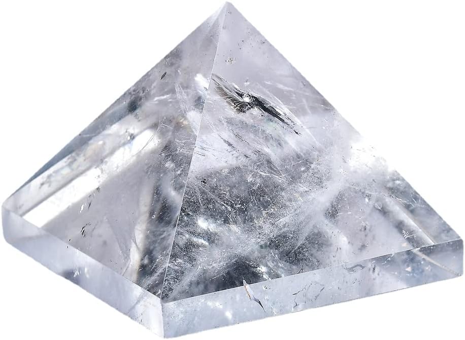 Crystal Pyramid Healing Ornament High Vibration Gemstone Crystal Gift Home Decor Wicca and Reiki Figurine for Collecting and Protection (Rose Quartz,40mm(1.57''))