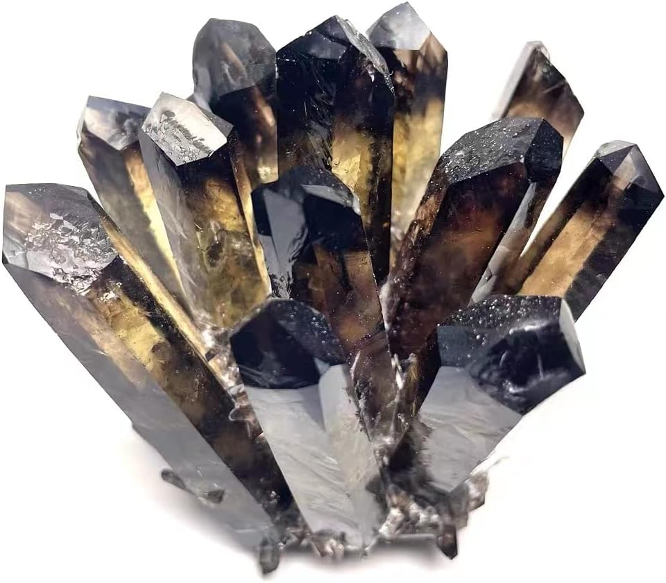 Natural Smoky Quartz Crystal Cluster Healing Crystals Specimen Home Decoration Gifts (Brown 300g)