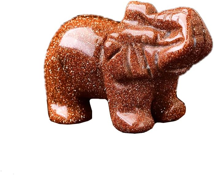 Crystal Decor 2 Inch Elephant Quartz Figurine Statue Natural Healing Crystal Carved Gemstone Stone Sculpture (A-Opal)