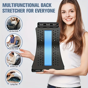 Adjustable Multi-Level Back & Neck Massager Board - Manual Stretch Relax for Muscle Relaxation, Fitness, Office, Sports & Running - Blue PVC Material, Compact Design for Easy Storage & Use, Fitness Recovery Aid | Multifunctional Stretcher | Easy Storage D