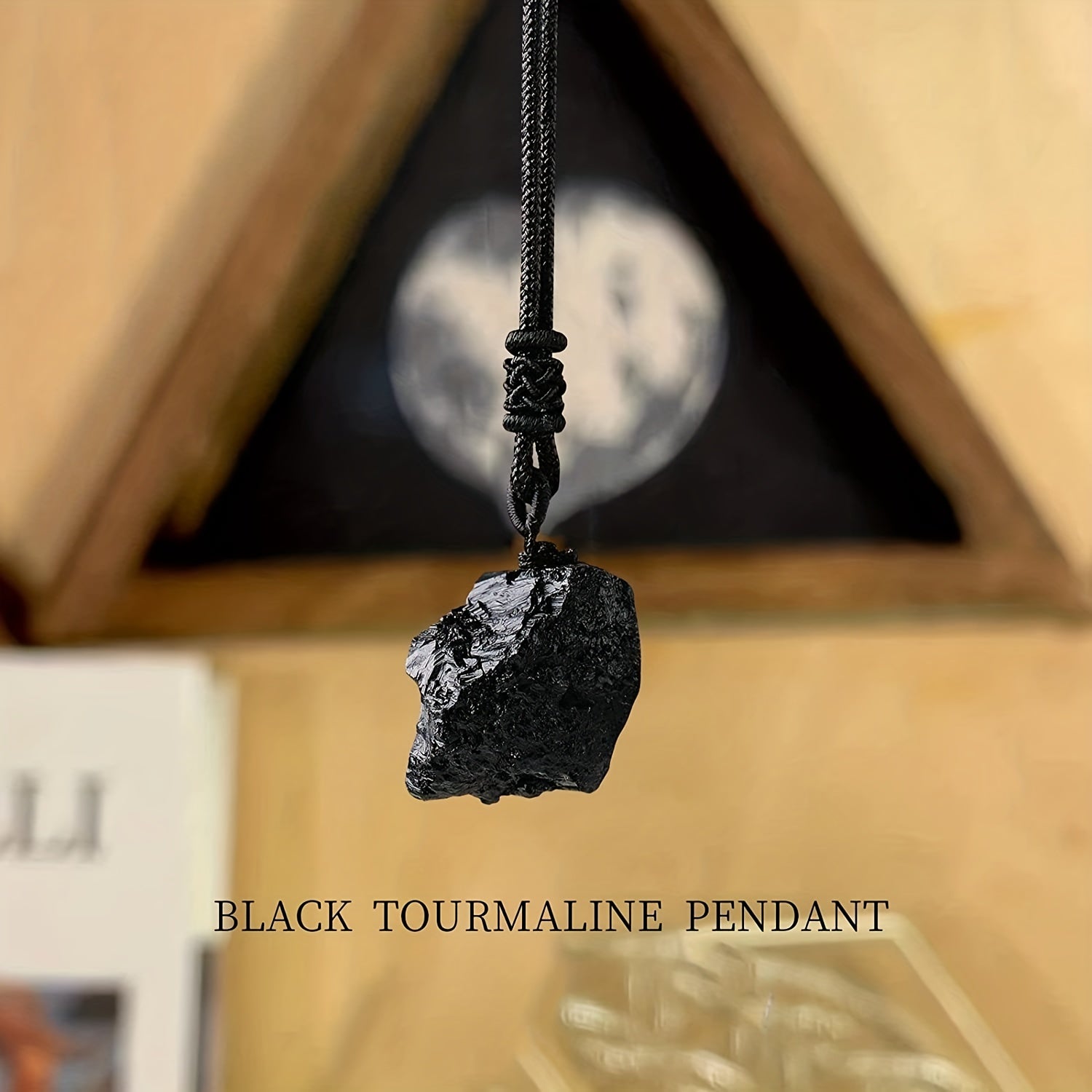 Natural Crystal Black Tourmaline Pendant Pendant Crystal Raw Stone European And American Fashion Necklace