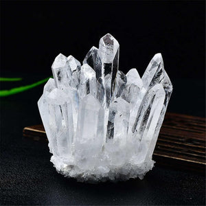 Gorgeous Lab Phantom Quartz Crystal Cluster with Wooden Stand Healing Mineral Specimen VUG Home Office Aquarium Decoration (Yellow)