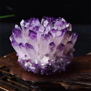 Gorgeous Lab Phantom Quartz Crystal Cluster with Wooden Stand Healing Mineral Specimen VUG Home Office Aquarium Decoration (Yellow)