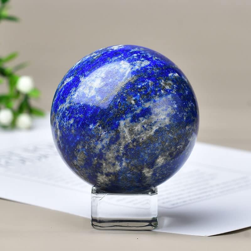 Blue Lapis Lazuli Ball Pyrite Inside Wisdom Crystal Stones Healing Gemstone Sphere with Stand Meditation Chakra Room Decor Office Gift Energy Reiki Stones Collectible Sphere Rocks Mineral (40-50mm)