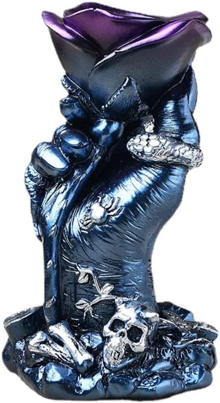 Hand Hold Rose Flower Stand Lover Design DIY Sphere Skull Stand Base Crystal Ball Holder Decoration for Crystal Ball Display Stand Home Decor for Decor Ball (Blue)