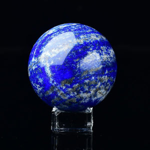 Blue Lapis Lazuli Ball Pyrite Inside Wisdom Crystal Stones Healing Gemstone Sphere with Stand Meditation Chakra Room Decor Office Gift Energy Reiki Stones Collectible Sphere Rocks Mineral (40-50mm)