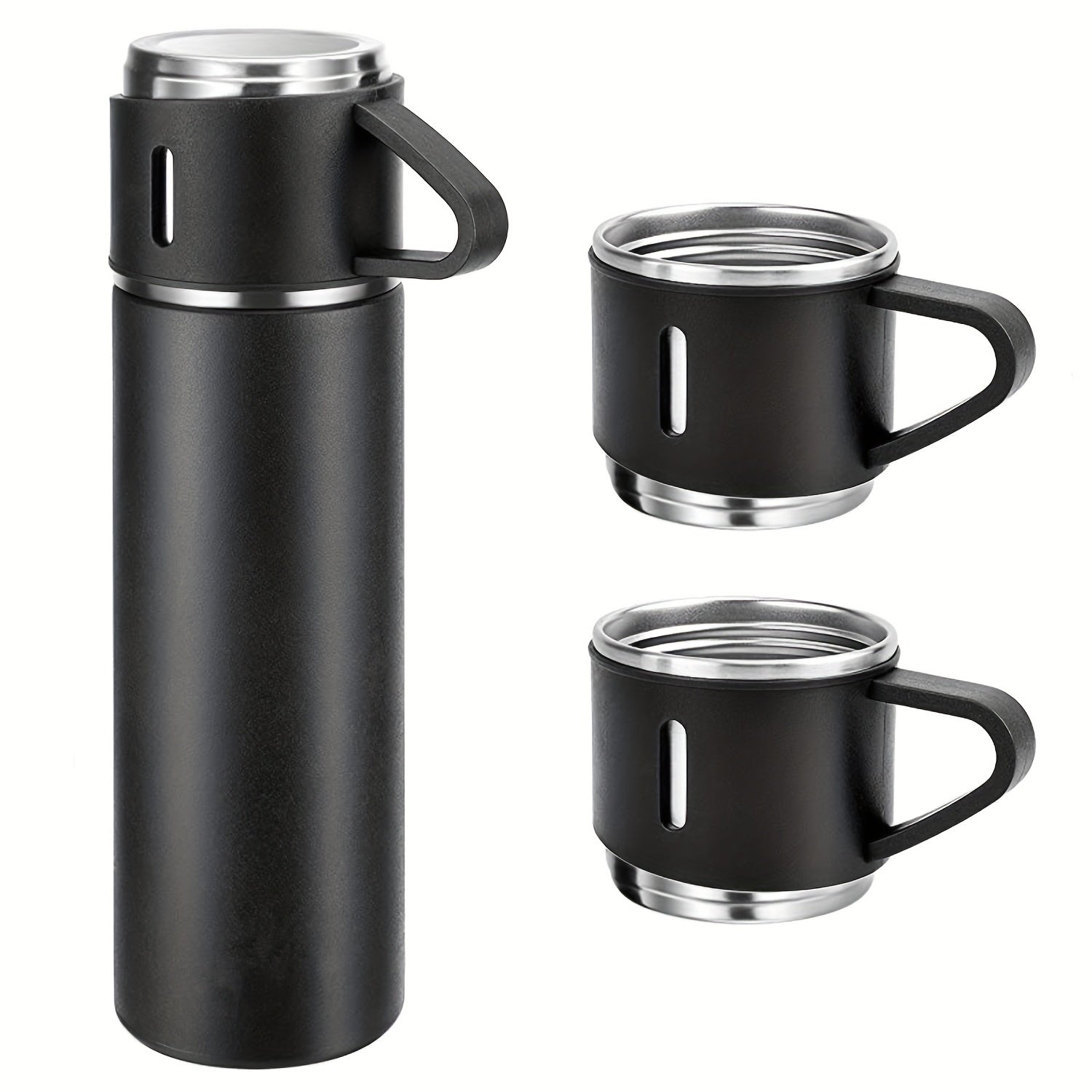 Vacuum Flask Set, Business Thermal Mug 500ml/16.9oz, Stainless Steel Vacuum Insulated Bottle With Cup For Coffee Hot Drink And Cold Drink, W