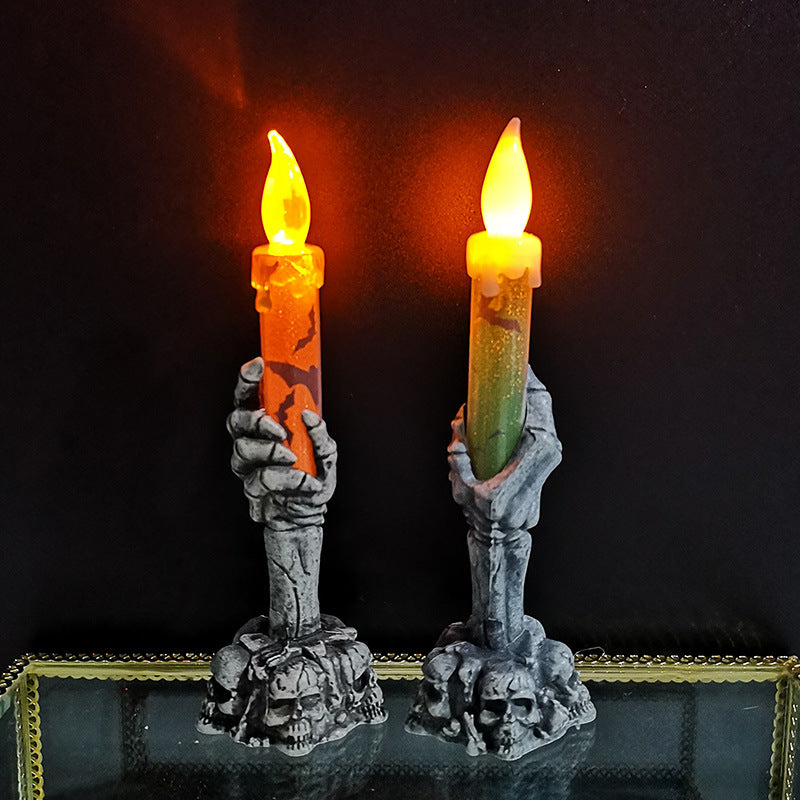 Halloween Products Ghost Festival Atmosphere Layout Props Plastic Ghost Hand Night Light Skeleton Light LED Luminous Candle Light