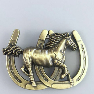 Western Men Leather Belt Buckle Antique Bronze Plated Horse Horseshoe Pattern US Local Shipping