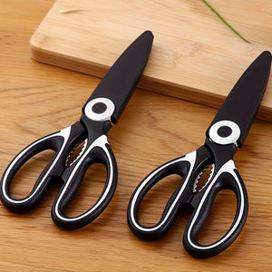 Heavy-Duty Stainless Steel Kitchen Scissors - Dual-Use Cutter for Meat, Poultry, Pizza & Salad Preparation, Ergonomic & Unpowered for Home a