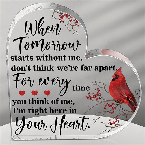 1pc, Red Red Coat Bishop Gift Sympathy Gift For Loss Of A Friend Memorial Gift Sympathy Decoration Acrylic Glass Heart Memorial Gift Table Centerpiece Memorial Decoration