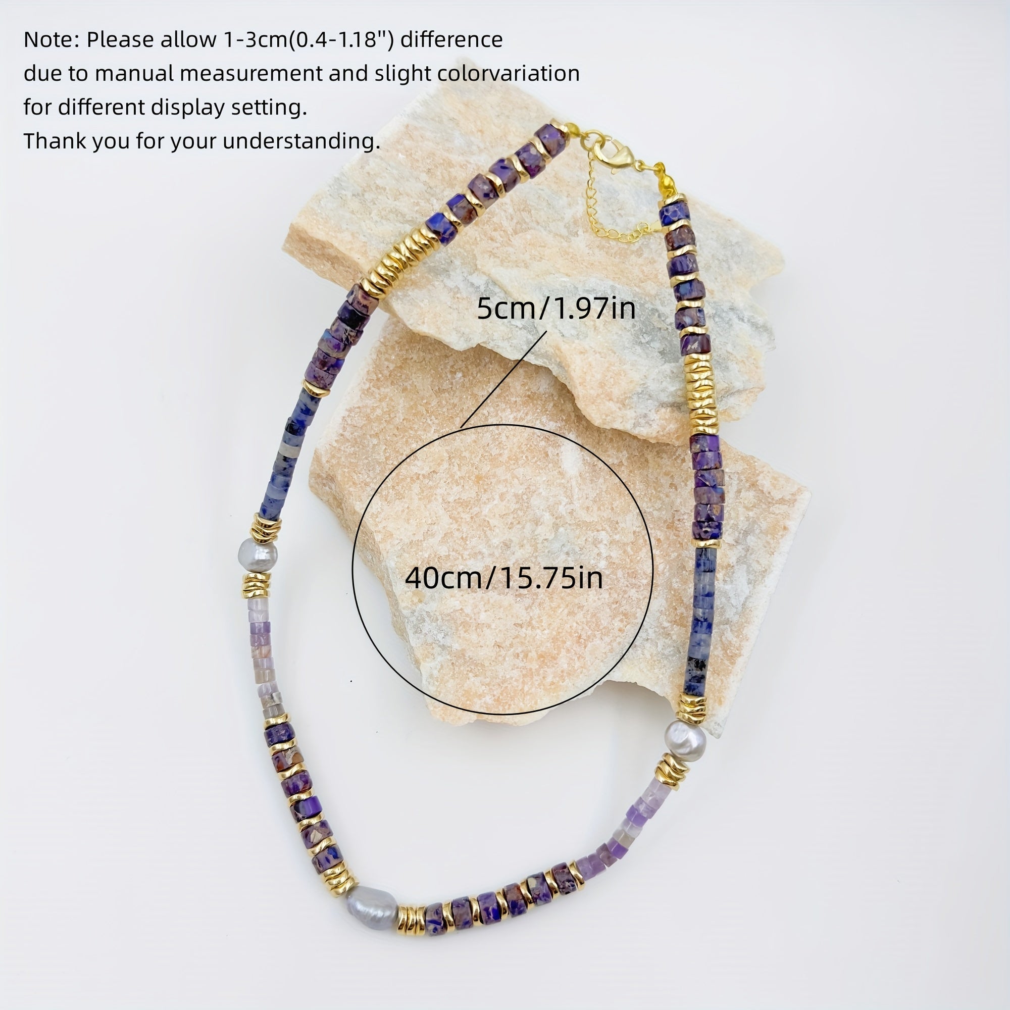 Purple Natural Stone Necklace - 1pc Handmade Unique Design Jewelry for Daily Wear - Stylish Elegant Daily Outfits