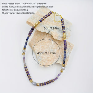 Purple Natural Stone Necklace - 1pc Handmade Unique Design Jewelry for Daily Wear - Stylish Elegant Daily Outfits
