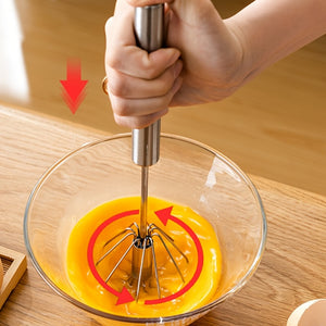 1pc Stainless Steel Semi-Automatic Egg Beater Mixer: Whip Up Delicious Treats with Ease!