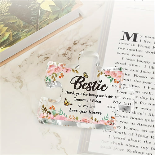 1pc, Best Friend Birthday Gifts - Acrylic Block Puzzle Decorations 3.9 X 3.3 Inch - Delicate Best Friend Bestie Gifts For Women - Christmas Anniversary Birthday Gifts For Women Friend Bestie