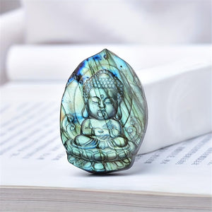 Beautiful Natural Labradorite Carving Wing Ornments Healing Crystal Skull Collectible Figurines Reiki Decor