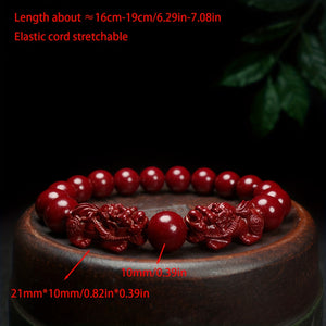 1pc Natural Raw Mineral Cinnabar Pixiu Bracelet Good Luck Bracelet National Wind Bracelet