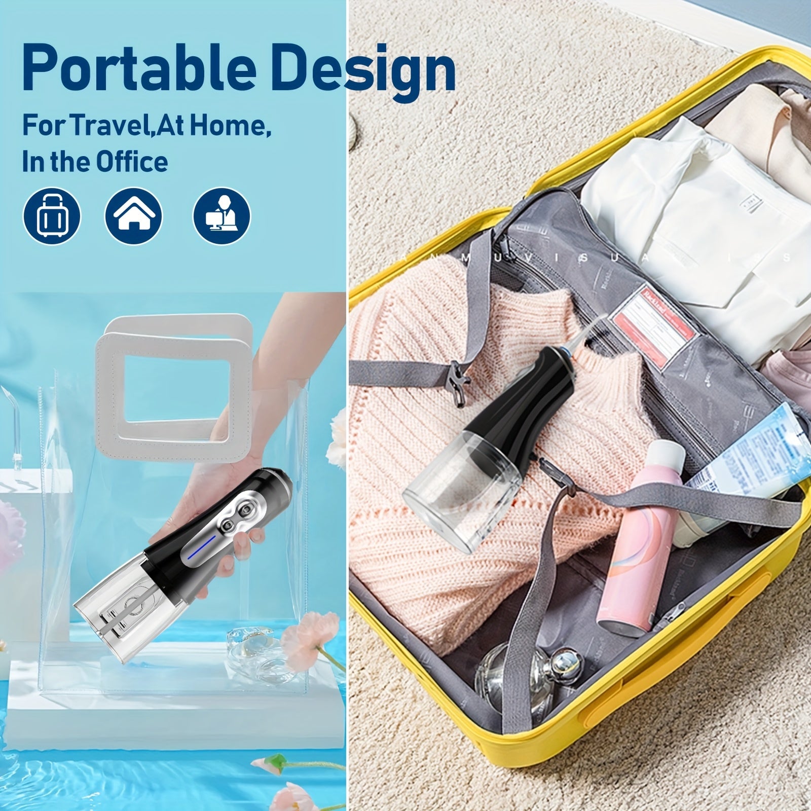 NBGRLVS Water Flosser for Teeth Cleaning, 6 Modes 6 Tips And Storage Case Water Dental Flossers Cordless 10.82oz Rechargeable Portable Oral Cleaning Teeth And Gums Protection