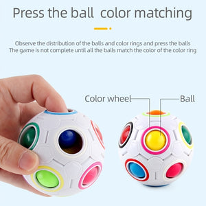 1pc Rainbow Puzzle Ball Fidget Ball, Decompression Stress Relief Fidget Toy For Adults Kids, 12-hole Mixed Color Magic Ball Toy