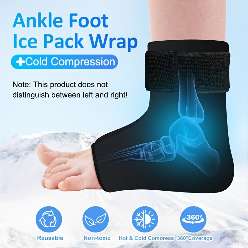 1pc Ankle Ice Wrap, Ankle Foot Ice Heel Ice Pack, Hot Cold Pack, Reusable Gel Ice Pack For-With Adjustable Strap To Offer Firm Fit-Ankle Ice Pack For Gel Cold Compress, Reusable, Hot And Cold Compress (L-XL)-Adjustable Design-Three Colors Available