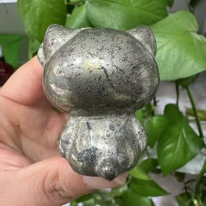 Hand Carved Pyrite Hello Kitty Crystal Cat