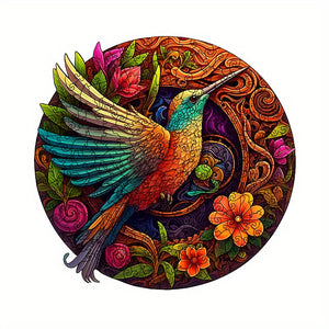 Hummingbird Disc Wooden Colorful Jigsaw Puzzle, Alien Shape Animal Jigsaw Puzzle, Adult Stress Relief Super Difficult Educational Toys, Birt