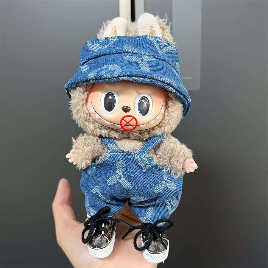 17cm doll clothes in various colors, suspenders and pants suits, DIY doll accessories suitable for Labubu dolls