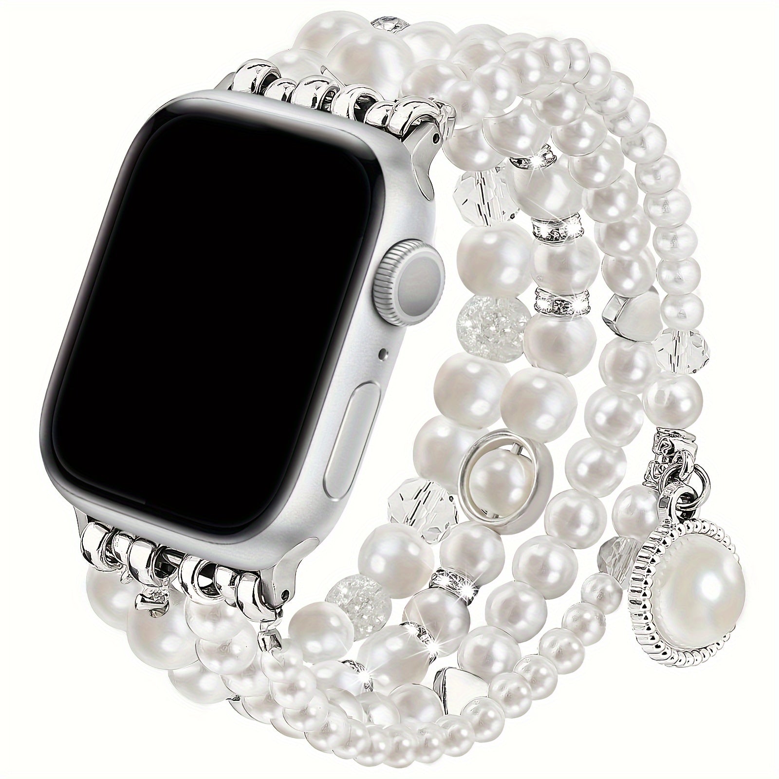 V-MORO 2024 Boho Bracelet Pearl Bracelet Bands Compatible with Apple Wath Bands 38mm 40mm 41mm 42mm 44mm 45mm Women, Natural Pearl Beaded Charms Pretty Straps Dressy Designer Jewelry Stretchy iWatch Bands for Series 10 9 8 7 6 5 4 3 2 1 SE