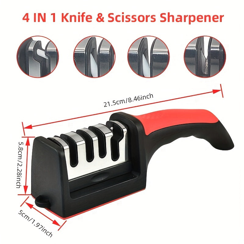 Knife Sharpener 4 Stages Professional Kitchen Sharpening Stone Grinder Knives Whetstone Tungsten Diamond Ceramic Sharpener Tool （ Material: