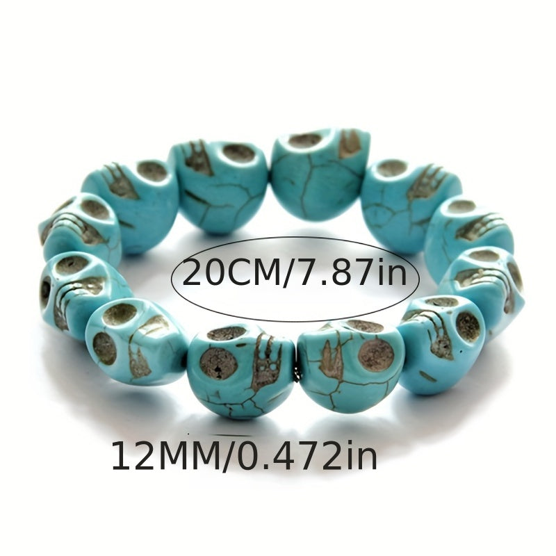 Cross-border Foreign Trade Jewelry Bracelet Synthetic Turquoise Skull Bracelet Wish Jewelry Wholesale