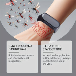 Black Electronic Mosquito Repellent Wristband – Comfortable Fit, Physical Insect Deterrent, Non-Toxic, Unisex Design for Fishing & Outdoor Activities, Includes 2 Button Batteries, Unisex Wristband | Stylish Bracelet | Modern Wearable | Physical