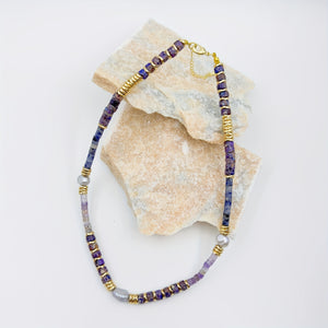 Purple Natural Stone Necklace - 1pc Handmade Unique Design Jewelry for Daily Wear - Stylish Elegant Daily Outfits