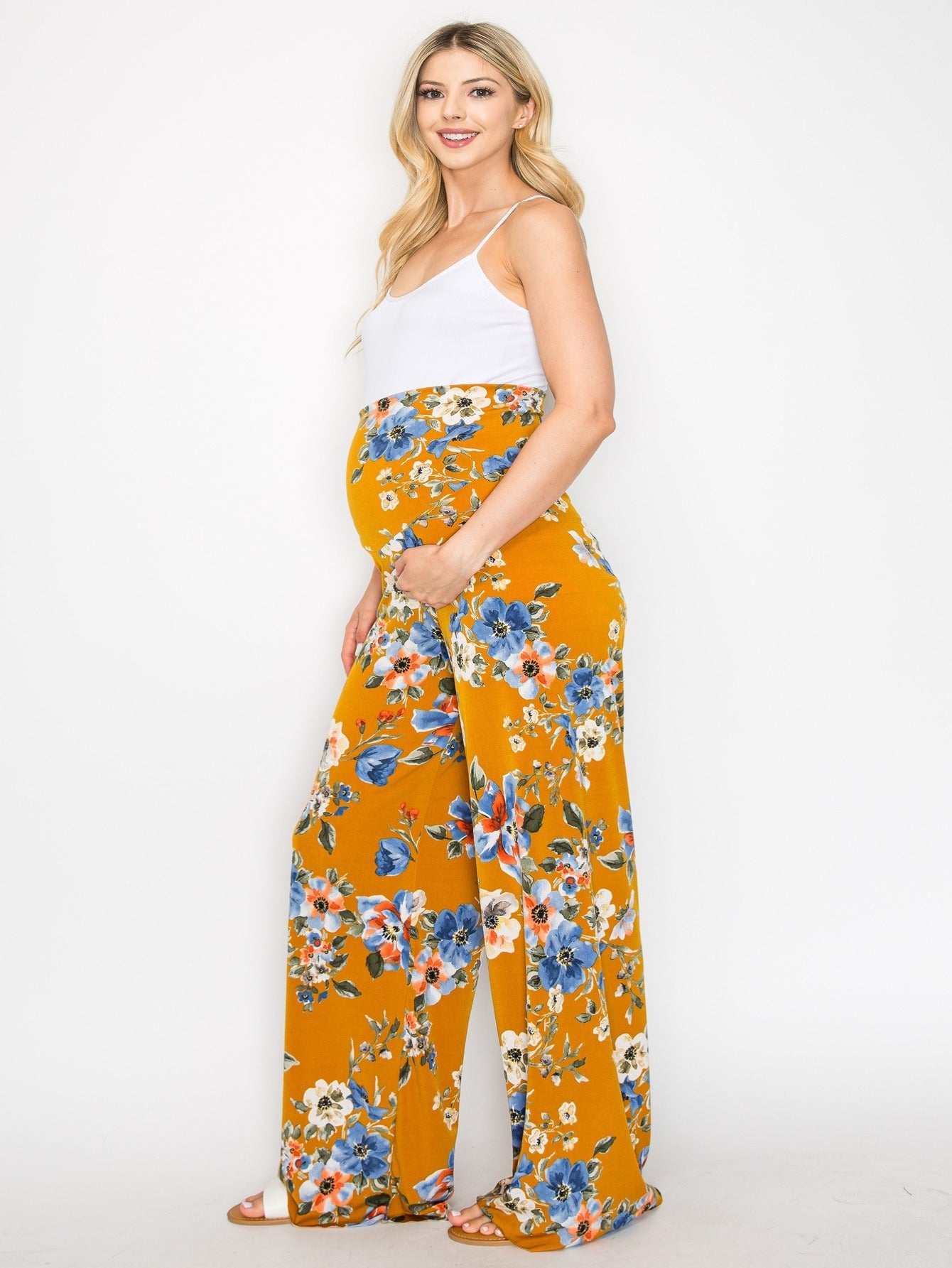 My Bump Women's Maternity Casual Bohemian Damask Palazzo Pants with Tummy Control - Stylish and Comfortable for Expectant Mothers - Availabl