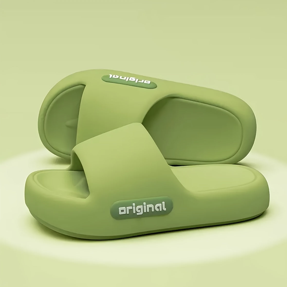 Women's Comfortable EVA Slides - Stylish Green Open-Toe Slippers with Cushioned Sole, Flat Heel, and Textured Design for Indoor or Outdoor Use, House Slippers