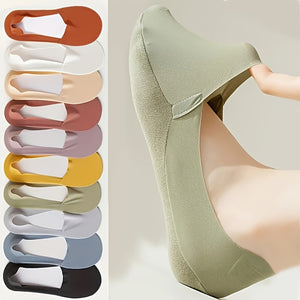 10 Pairs Of Ultra-thin Shallow Mouth Invisible Boat Socks Cool In Summer, Anti Slip And Sweat Absorbing Breathable Short Socks, High Heels And Socks