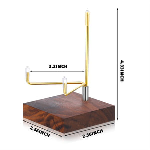 4 Pcs Brass Crystal Display Stand with Wooden Base Metal Rock Display Holder Rock Display Stand Rock Collection Display Mineral Display Easel for Geodes Stones Slices