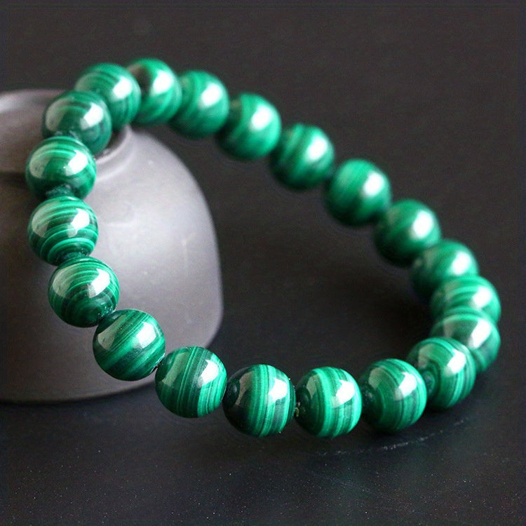 1pc Trendy Minimalist Green Beaded Bracelet For Men For Daily Decoration, Gift For Family And Friends, Holiday Birthday Gift For Boyfriends