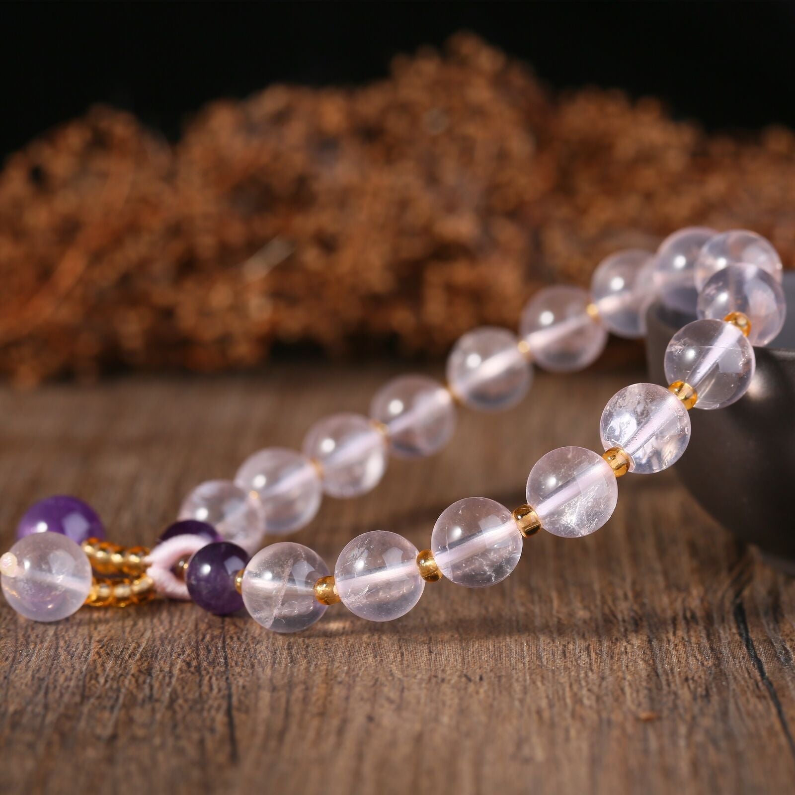 9.3mm Rose Quartz Crystal Pink Bracelets for Women Fashion Crystal Meditation