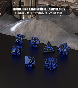 7pcs, Rechargeable LED Dice Set, Blue Breathing Light Dice For Board Game Accessories