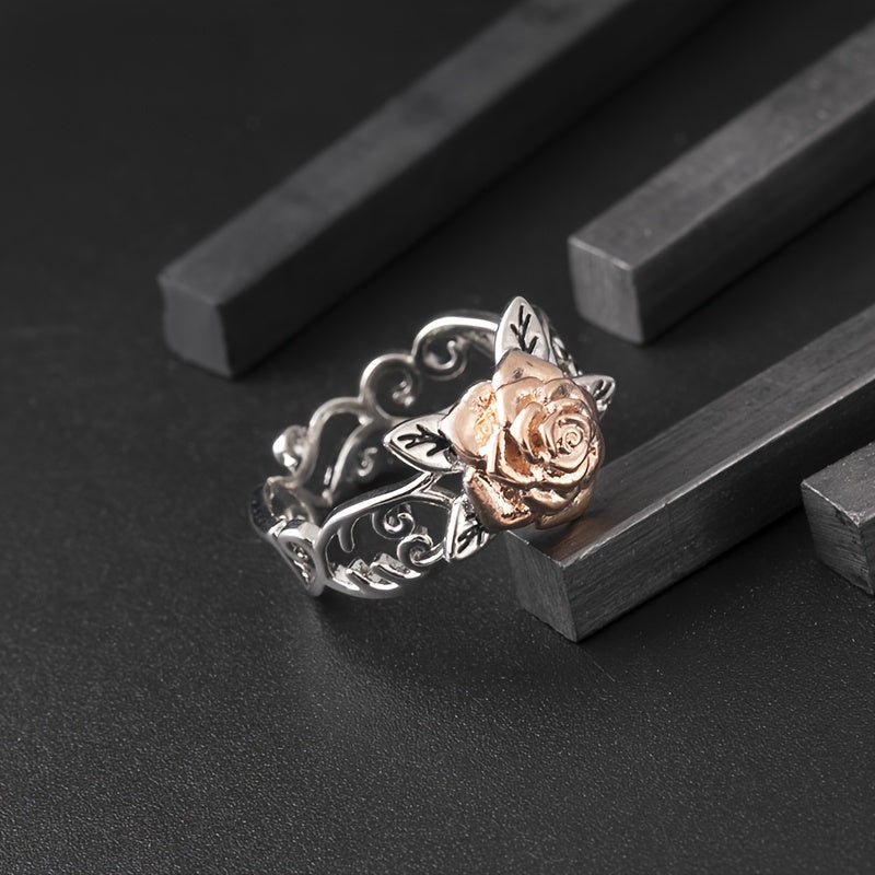 1pc New Double Color Rose Ring Men's Flower Engagement Wedding Jewelry