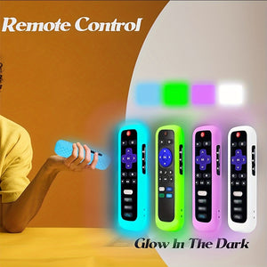 1pc/2pcs/3pcs Glow-in-the-Dark Silicone Remote Cover with Lanyard for Roku TV Remote Control - Universal Silicone Sleeve Case for TCL Hisense, Roku TV Streaming Stick, 4K+/ 4K Voice Remote