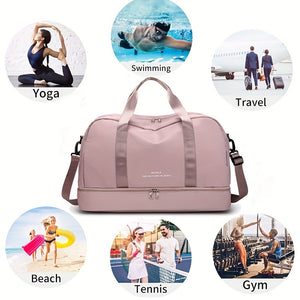 Expandable Travel Luggage, Sports Handbag & wash bag, Fitness Bag, Women's One Shoulder Weekend Overnight Bag