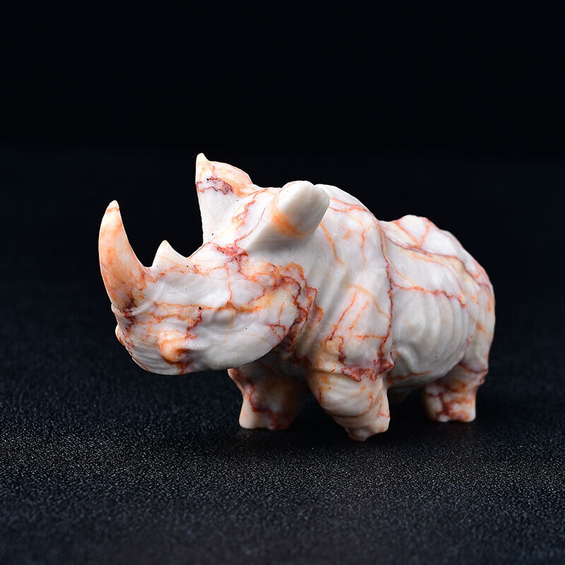 Rhinocero Rhino Carving Figurine Room Decor Crystal Animal DIY Hand Made Design