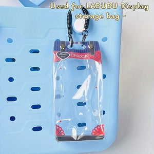 1pc LABUBU Transparent Dust-Proof Protective Storage Bag with Spring Keychain - High-Quality Clear Plastic Display Case for LABUBU, CRYBABY & Winter Rhapsody Plush Toys - Collectible Gift for Toy Enthusiasts, Toy Storage Box, Collectible Showcase, Visible