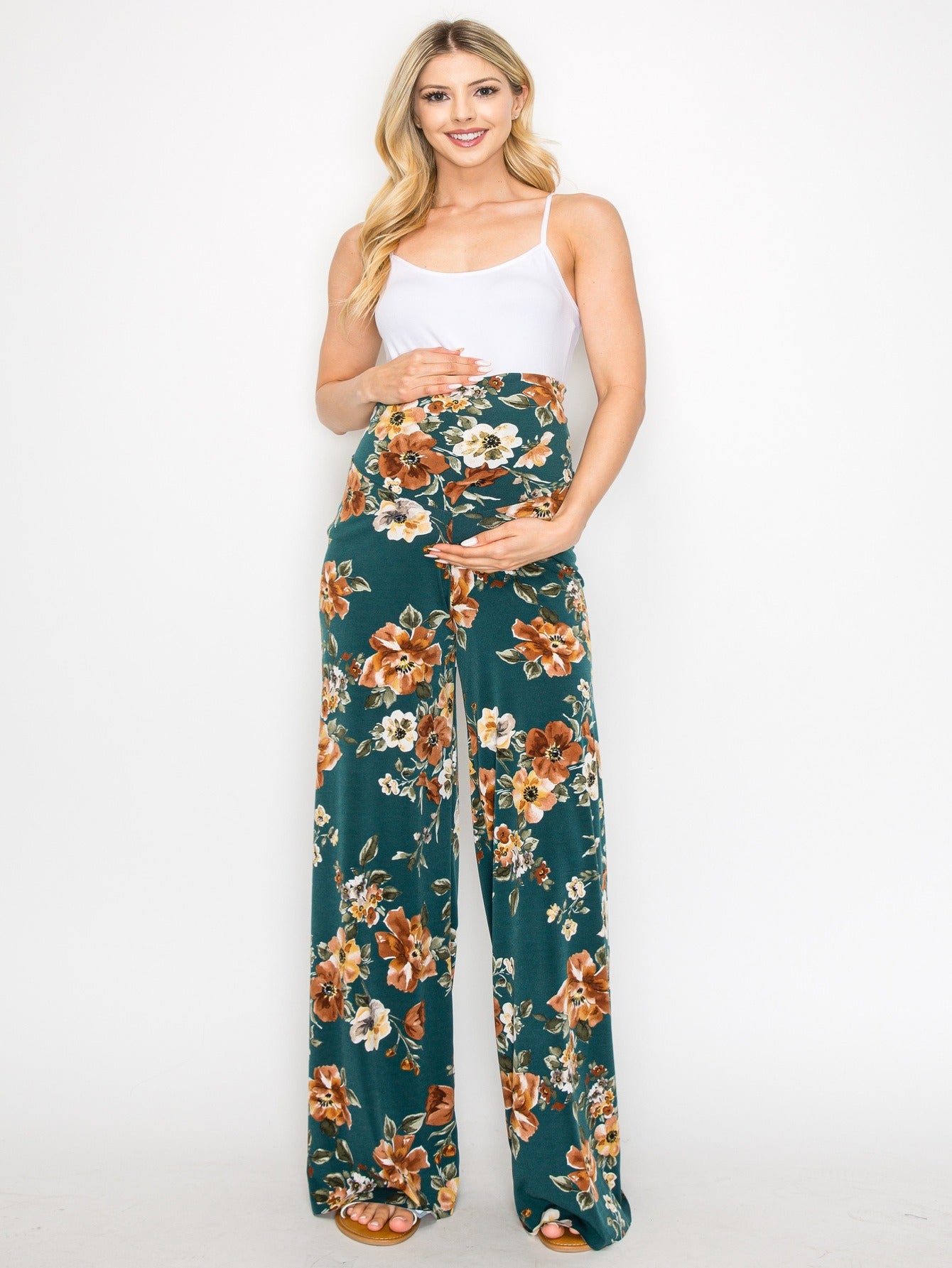My Bump Women's Maternity Casual Bohemian Damask Palazzo Pants with Tummy Control - Stylish and Comfortable for Expectant Mothers - Available in Various Sizes - Soft and Breathable Fabric - Ideal for Everyday Wear and Relaxed Outings
