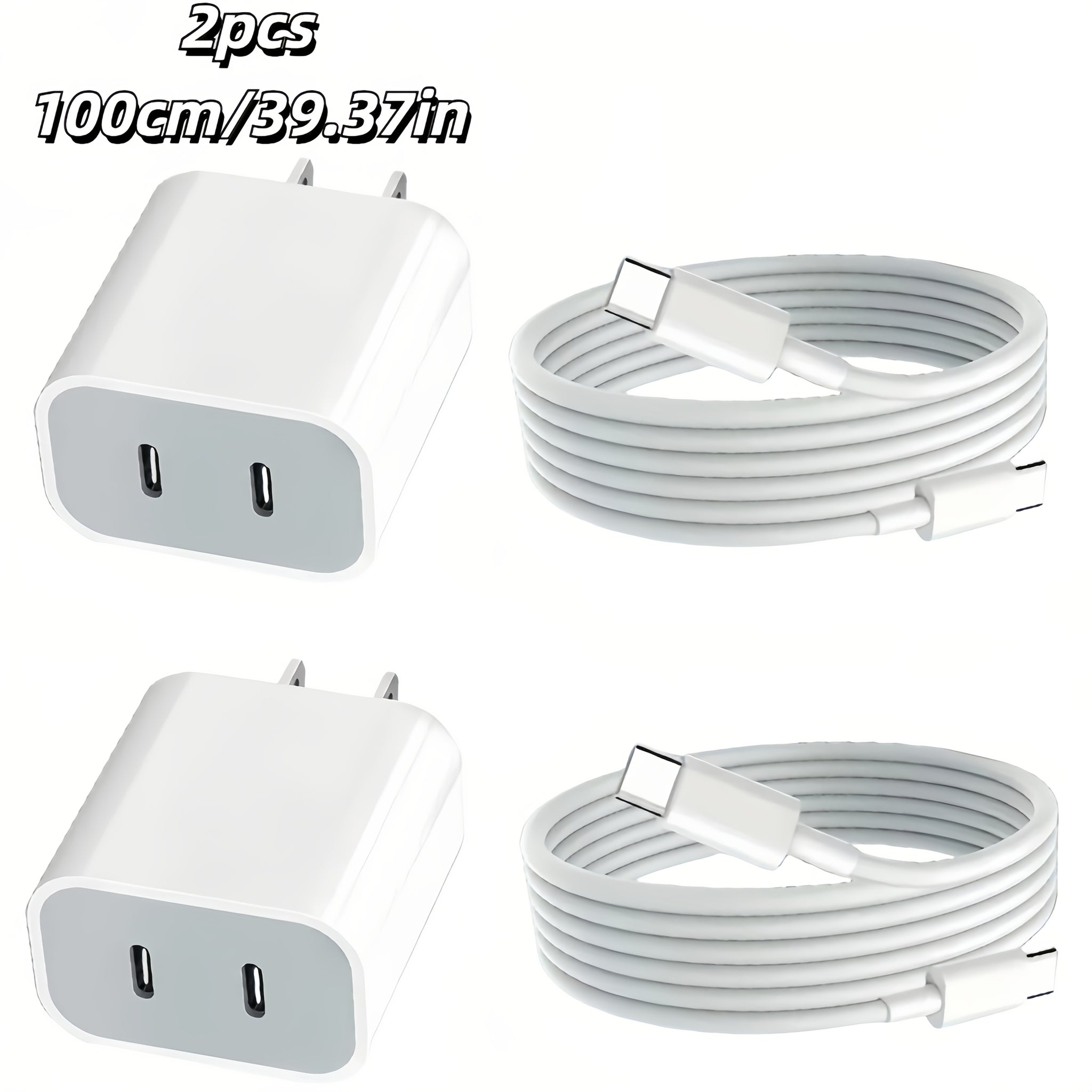 Fast Charger for iPhone 16, 1pc/2pcs Pack 40W Dual-Port Power Delivery Charging Block, with 3.3ft USB C to C Fast Charging Cable, for iPhone