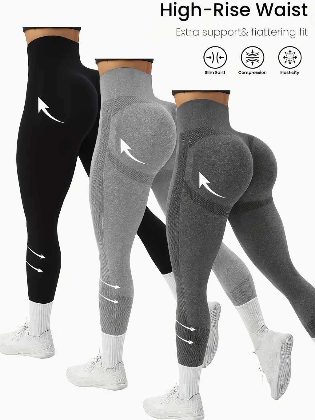 [Peach Hip Yoga Fitness Leggings] High-waisted Sports Pants - Comfortable Polyamide Blend, Compression Sculpting, Elasticity, Peach Hip Yoga Fitness Leggings