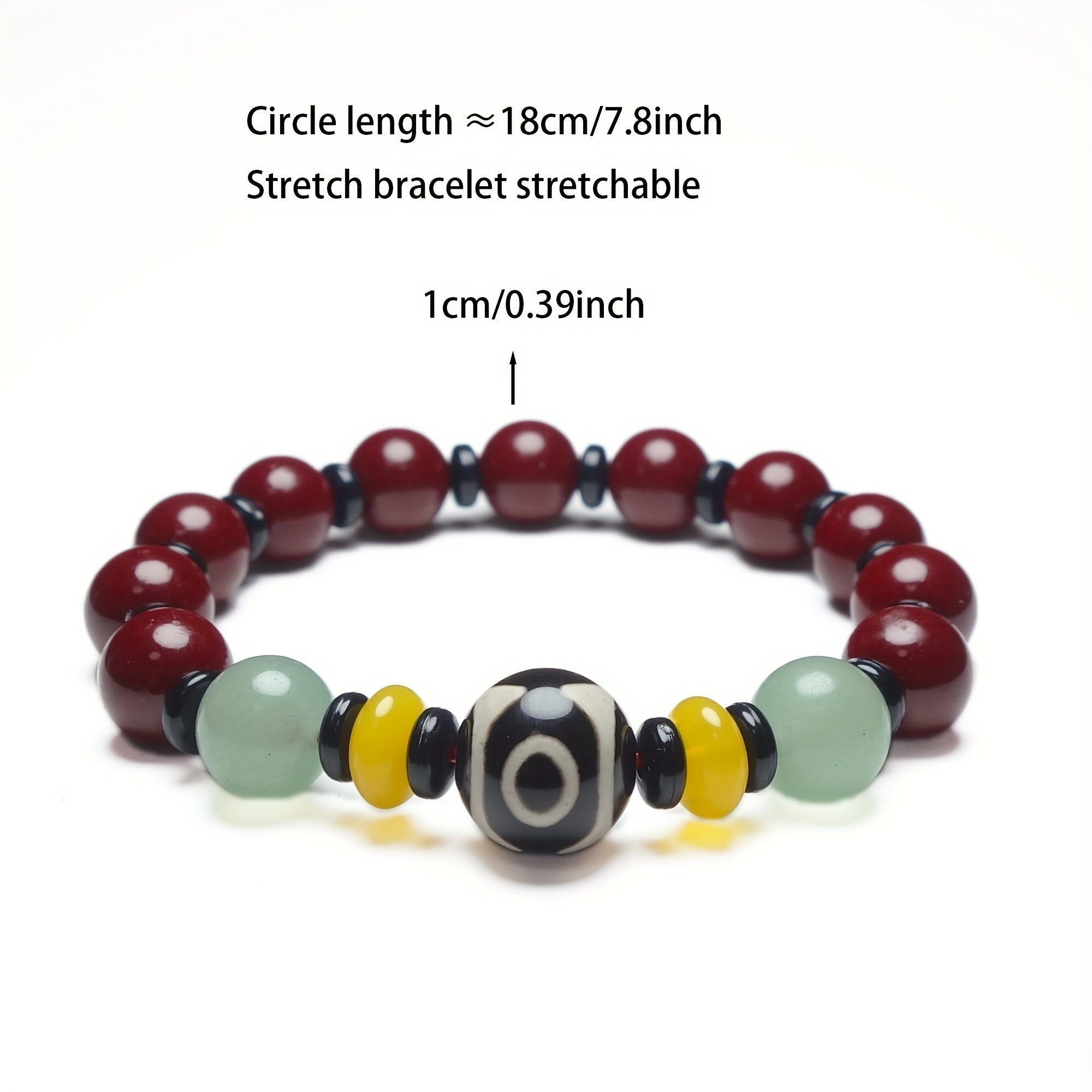 1pc Raw Mineral Cinnabar Bracelet Men's And Women's Good Luck Bracelet Attract Wealth Health Best Birthday Gift For Men And Women