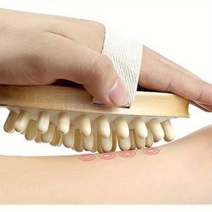 Natural Wooden Body Brush for Reduction, Lymphatic Health & Light Beige Exfoliation - Oval-Shaped Massage Tool with Soft Beige Bristles & Wooden Handle for Shower, Bath & Spa Use, Ergonomic Design, Massager